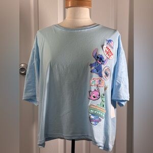 Disney Lilo & Stitch Crop T-Shirt Patch Graphic Blue Size 3XL / 21